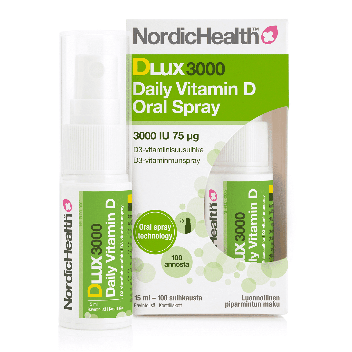 D-vitamiini Dlux D3 3000 Suihke 75µg 15ml, Nordic Health