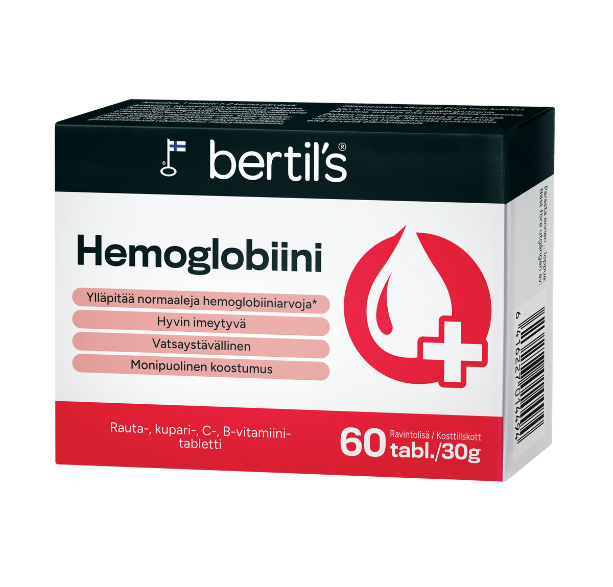Hemoglobiini Rautavalmiste 60 tabl, Bertil's