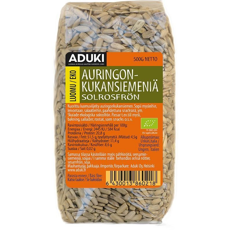 Auringonkukansiemen luomu 500 g, Aduki