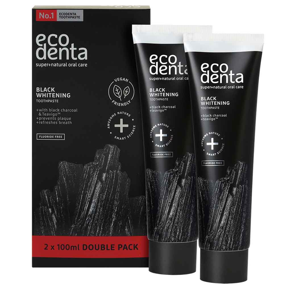 Ecodenta Black Whitening Hammastahna Tuplapakkaus 2x100ml