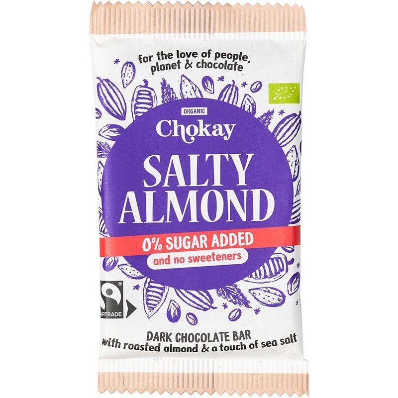 Tumma suklaa Luomu, suolainen manteli 70 g, Chokay