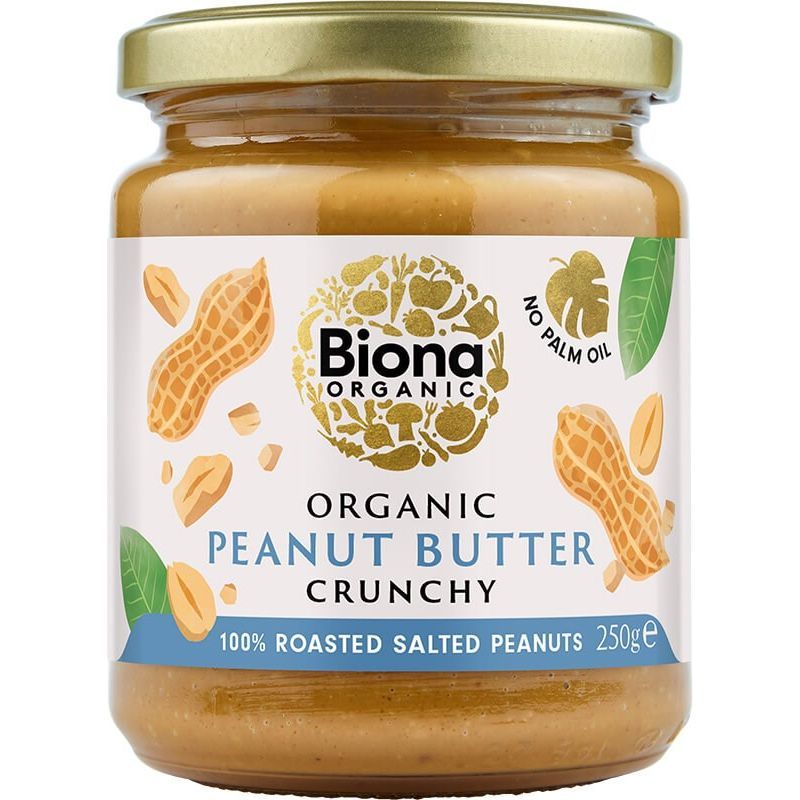 Maapähkinävoi crunchy Luomu 250 g, Biona