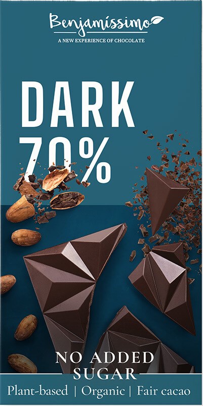 Tumma suklaa 70 %, ei lisättyä sokeria 60 g, Benjamissimo