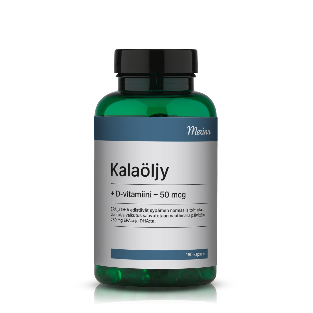 Kalaöljy + D-vitamiini 50 mcg 160 kaps, Mezina
