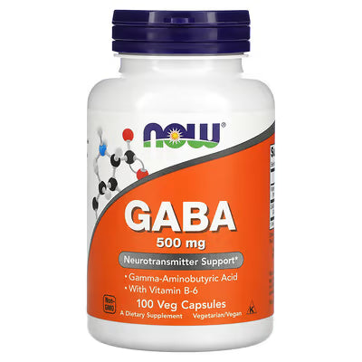 GABA ja B6-vitamiini, 500 mg, 100 vegankaps, NOW Foods