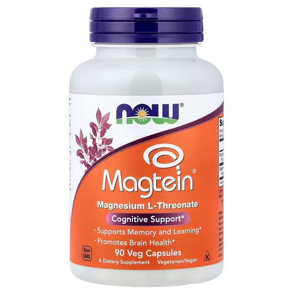 Magtein Magnesium L-Threonate, 90 Vegekaps, NOW Foods
