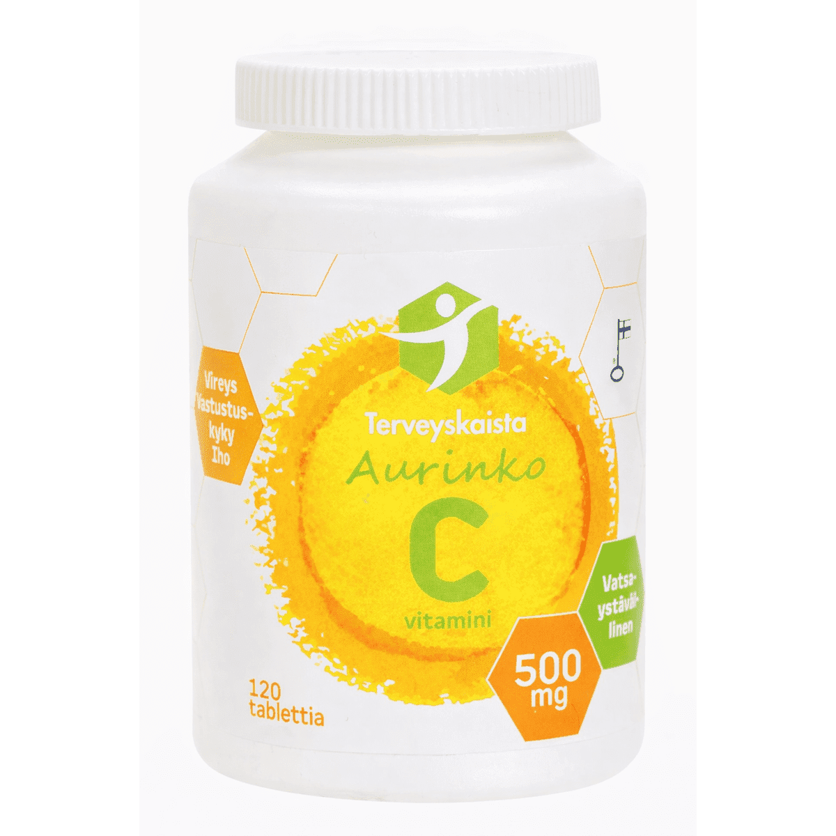 C-vitamiini 500mg Pitkävaikutteinen Aurinko C 120 tabl, Terveyskaista