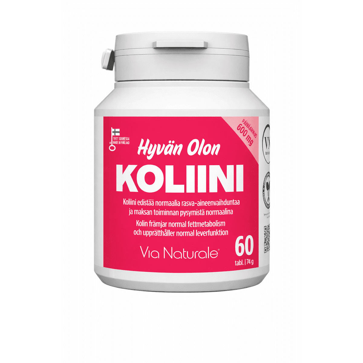 Hyvän Olon Koliini 60tabl, Via Naturale-päiväys 16.10.2026