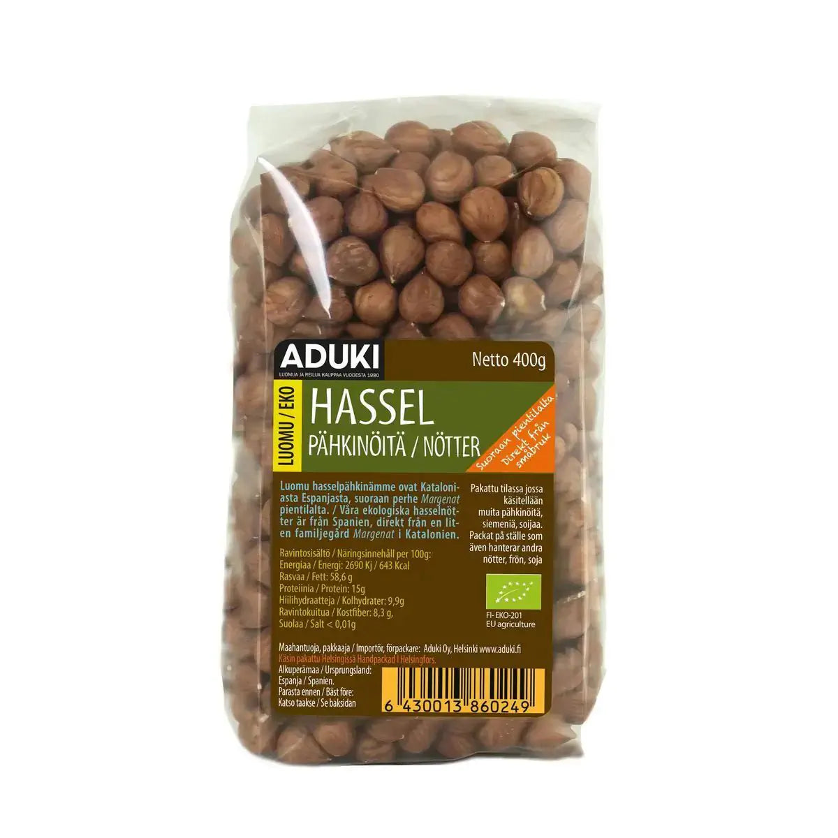 Hasselpähkinä Luomu 400g, Aduki