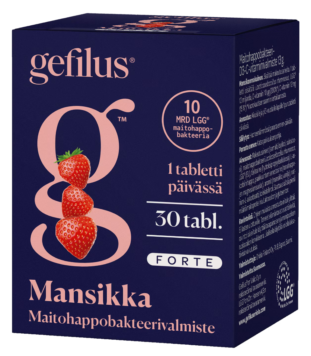 Gefilus® Forte mansikka maitohappobakteeri 10mrd, 30 purutabl.
