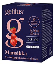Gefilus® Forte mansikka maitohappobakteeri 10mrd, 30 purutabl.