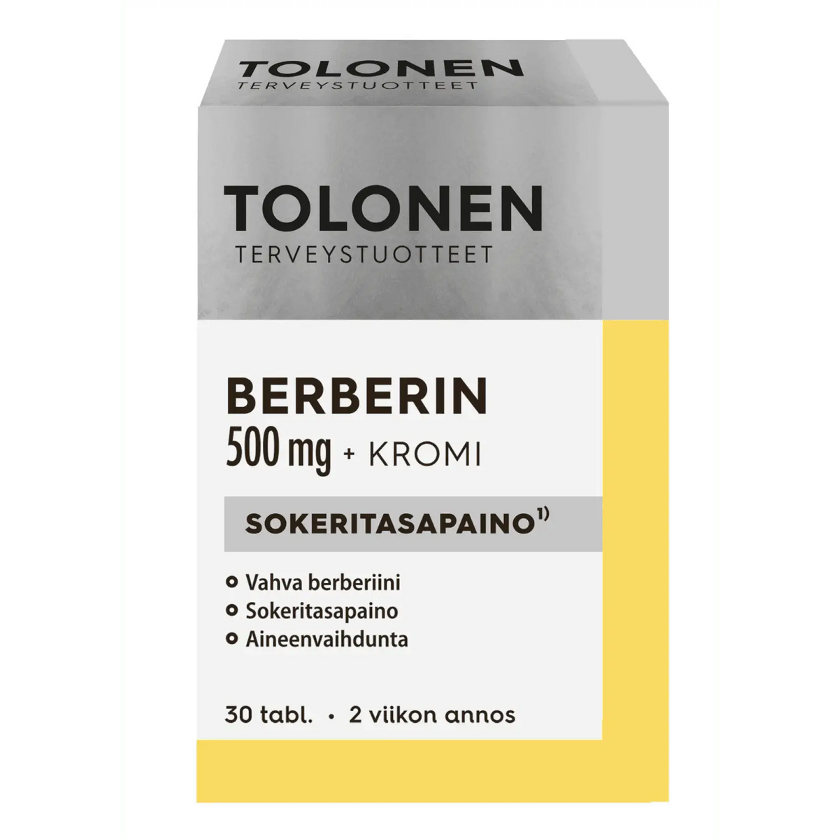 Berberin 500 mg+Kromi 30 tabl, Tolonen- Päiväys 10/2026