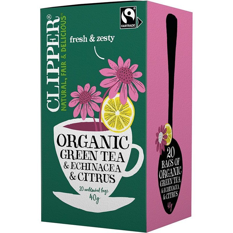 Vihreä tee Luomu, echinacea & sitrushedelmät 20 ps, Clipper