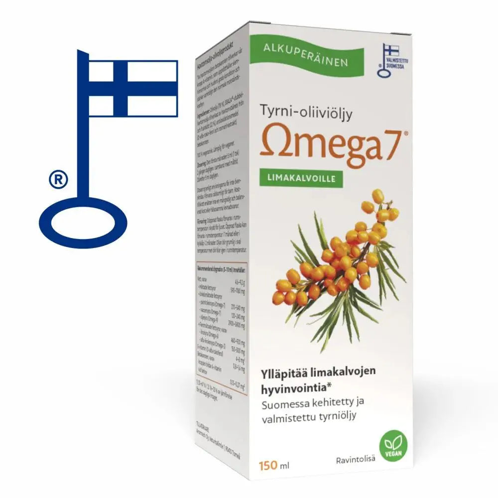 Omega7 Tyrni-oliiviöljy limakalvoille 150ml, Aromtech- päiväys 11/2026