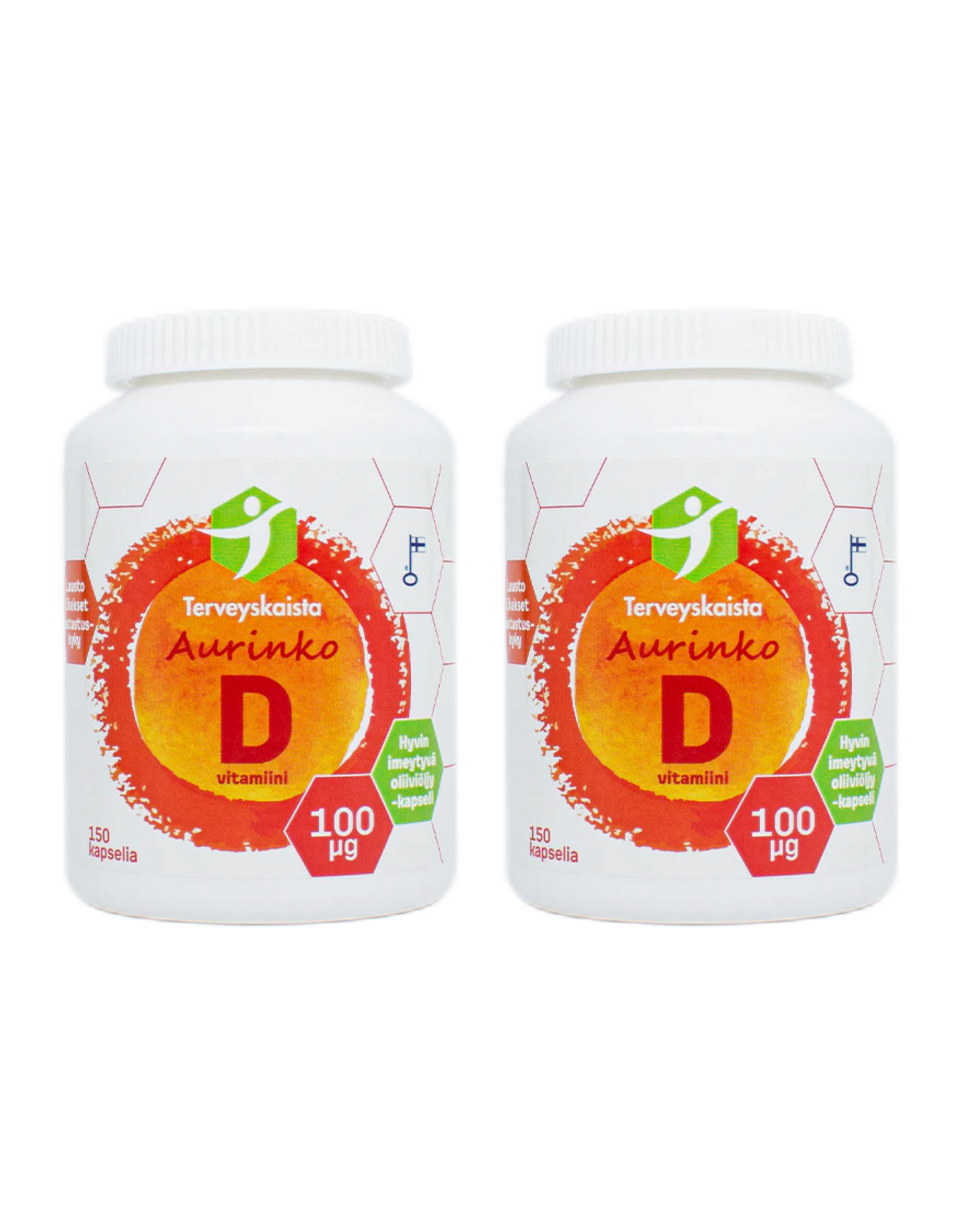 D-vitamiini Aurinko D3 100µg 300 kaps (2x150kaps), Terveyskaista