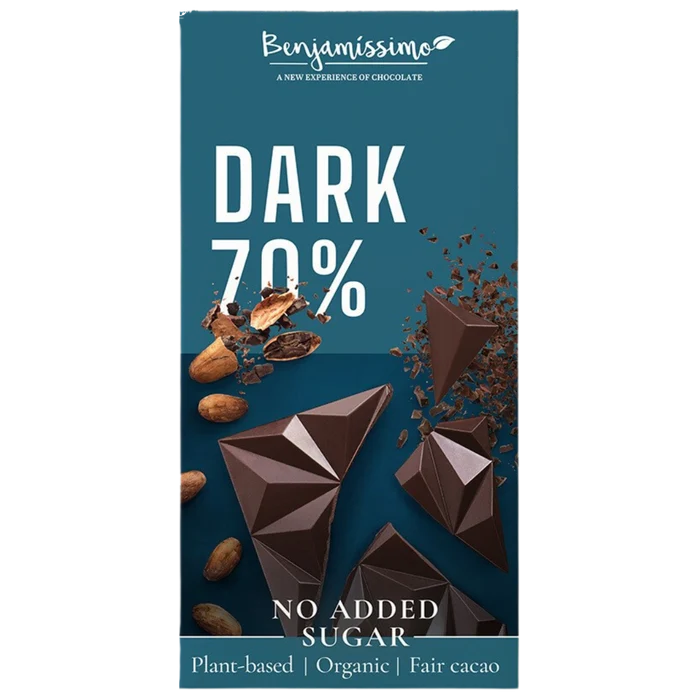 Tumma suklaa 70 %, ei lisättyä sokeria 60 g, Benjamissimo