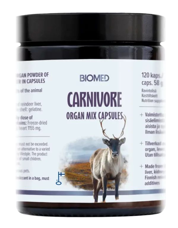 Carnivore Organ MIX Capsules poron sisäelinjauhe 120kaps., Biomed
