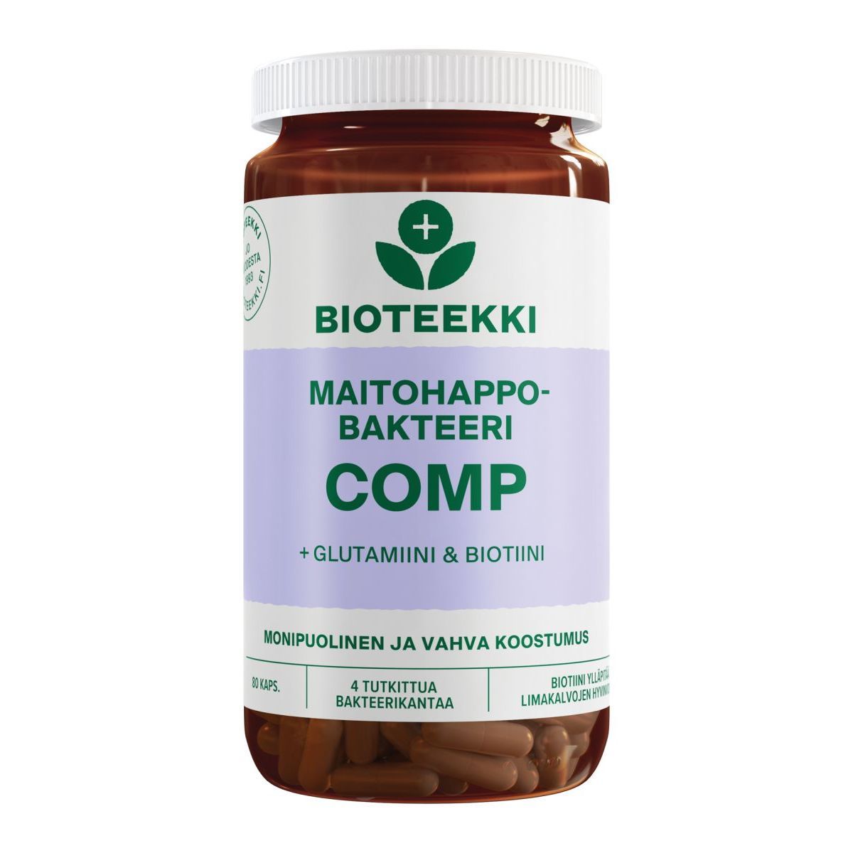 Maitohappobakteeri Comp + Glutamiini ja Biotiini 80kaps, Bioteekki