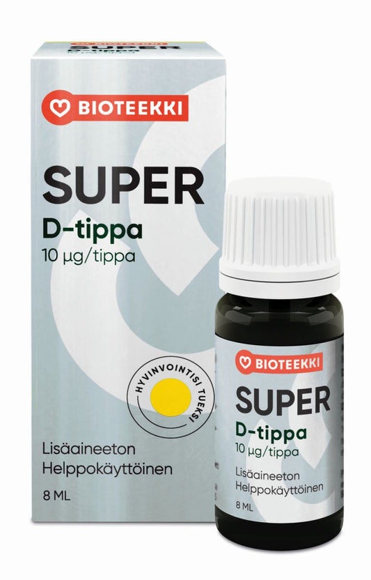 D-vitamiini Super D-Tippa 10µg 8ml/280tippaa, Bioteekki
