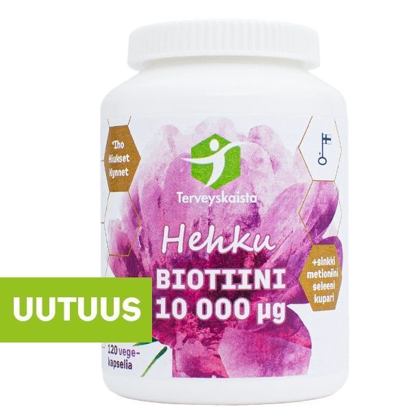 Hehku Biotiini 10mg +Sinkki+Metioniini+Seleeni+Kupari 120 vegekaps, Terveyskaista