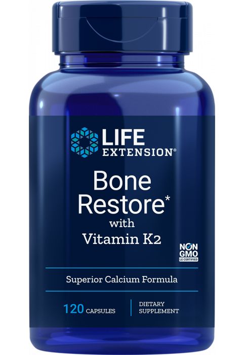 Bone Restore luusto complex Kalsium + D3 + K2 120kaps., Life Extension