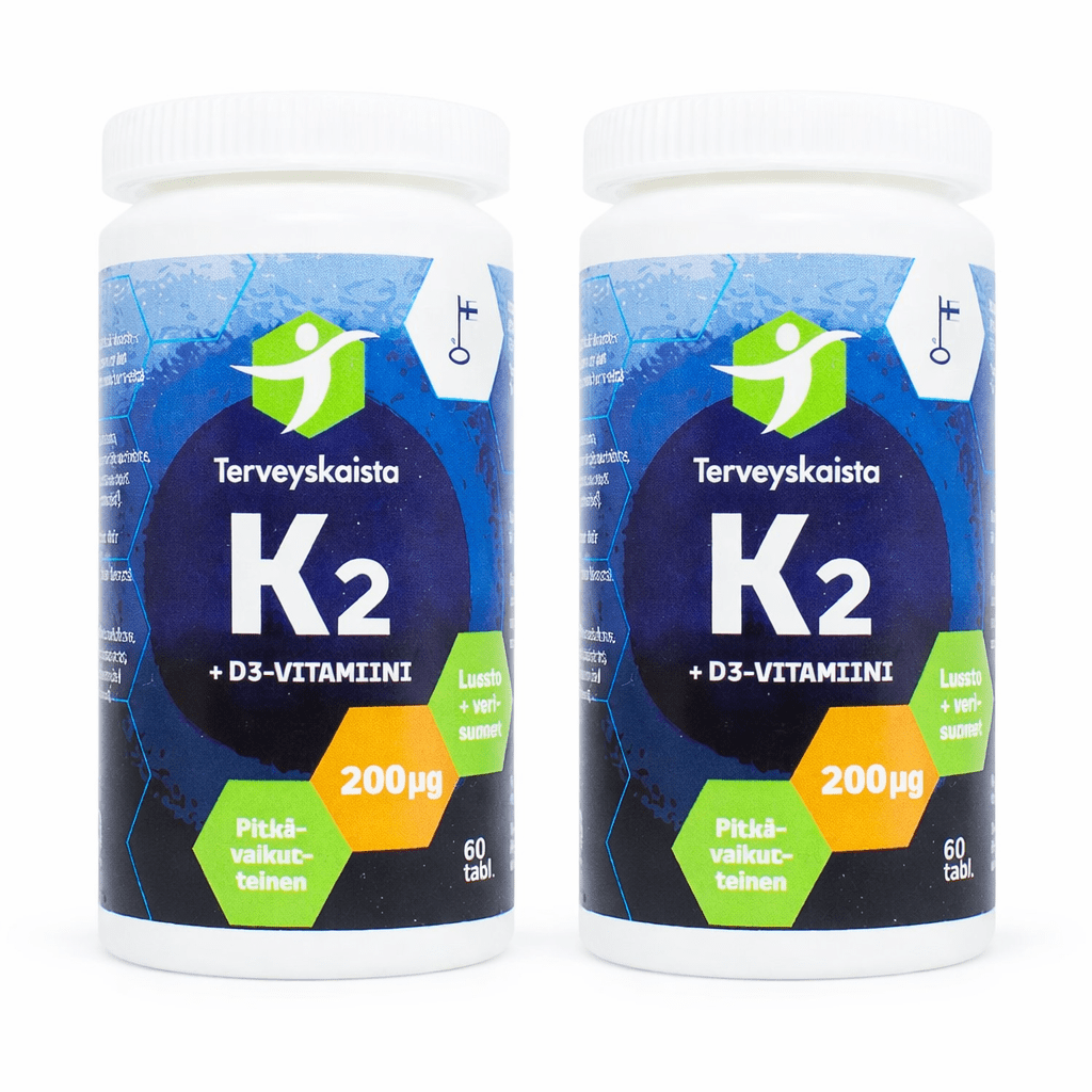 K2-vitamiini 50 µg + D3-vitamiini 200 µg 2x60 tabl,Terveyskaista