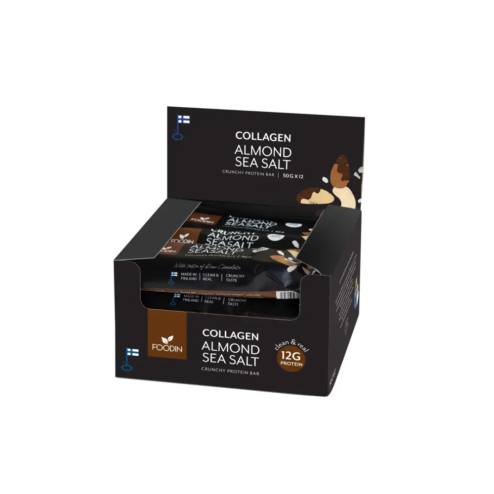 Collagen protein bar Almond Seasalt 50g x 12kpl, Foodin - Säästöpakkaus