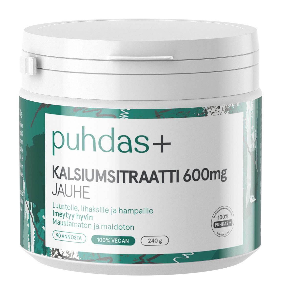 Kalsium Sitraatti 240g Kalkki 600mg, Puhdas+