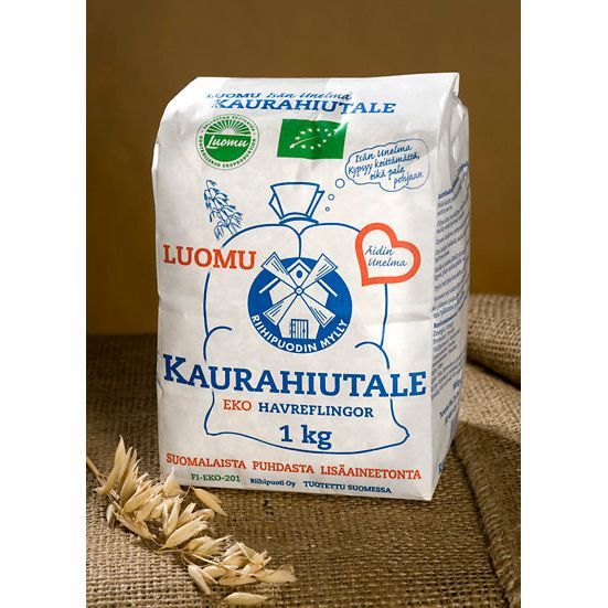 Kaurahiutale Luomu (höyryttämätön) 1 kg, Riihipuoti