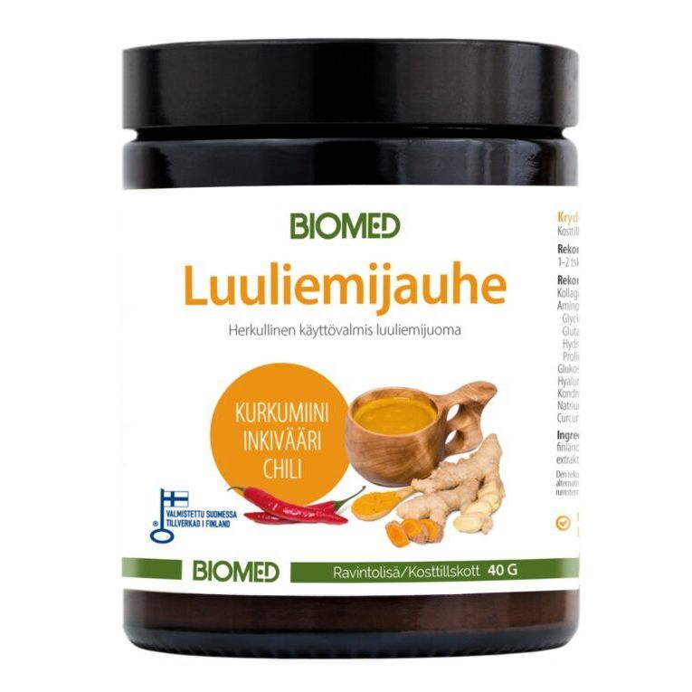 Luuliemijauhe +Kurkumiini +Inkivääri +Chili 40g, Biomed