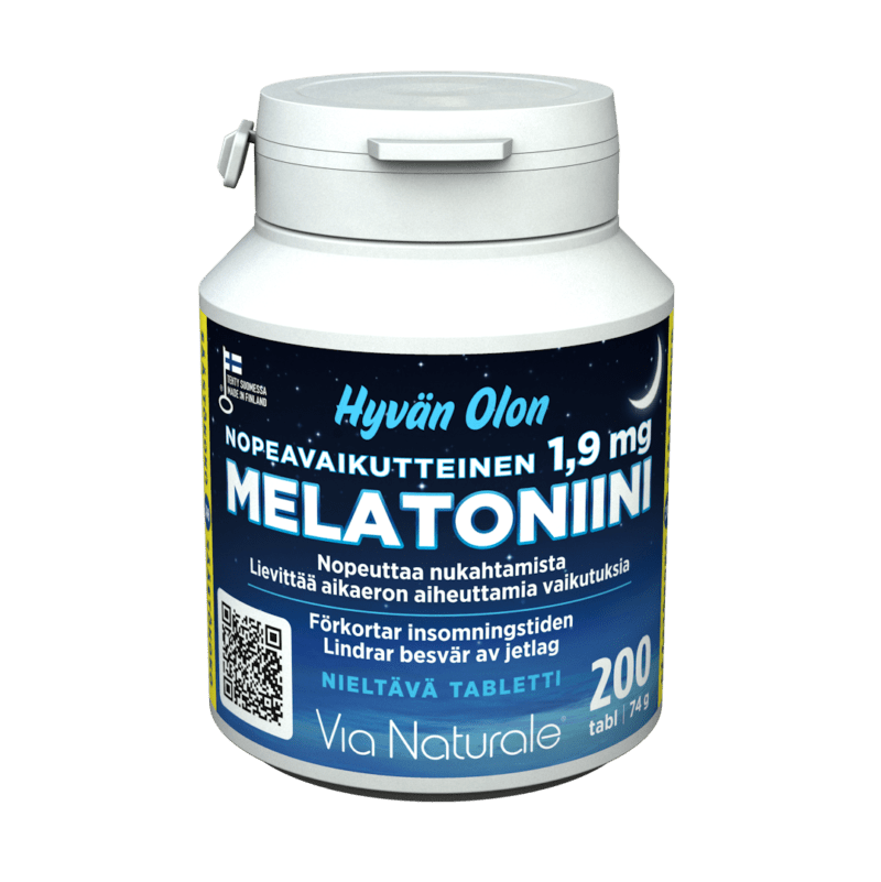 Hyvän Olon Nopeavaikutteinen Melatoniini 1,9 mg 200tabl, VIa Naturale