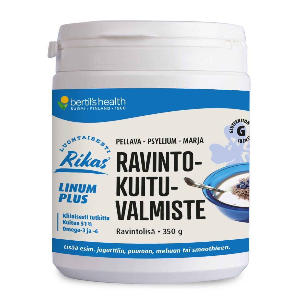 Rikas Ravintokuituvalmiste Linum Plus 350g Pellavarouhe psyllium Bertil's