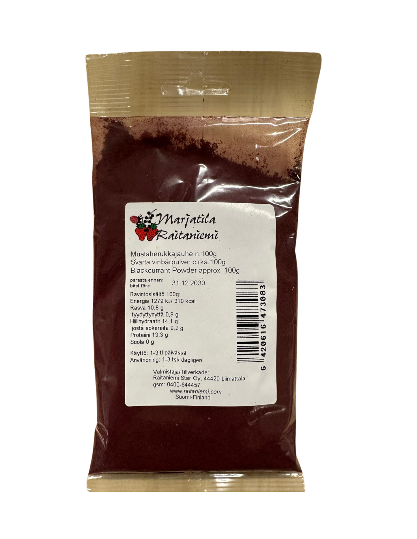 Mustaherukkajauhe 100g, Raitaniemi