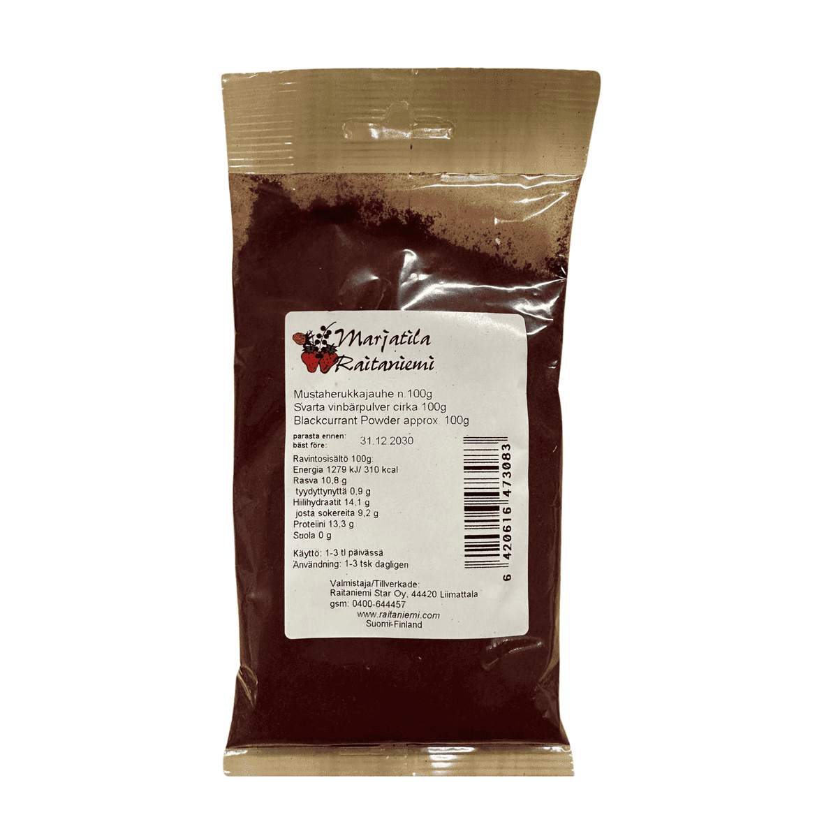 Mustaherukkajauhe 100g, Raitaniemi