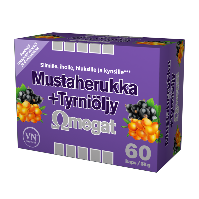 Mustaherukka + Tyrniöljy Omegat 60kaps, Via Naturale