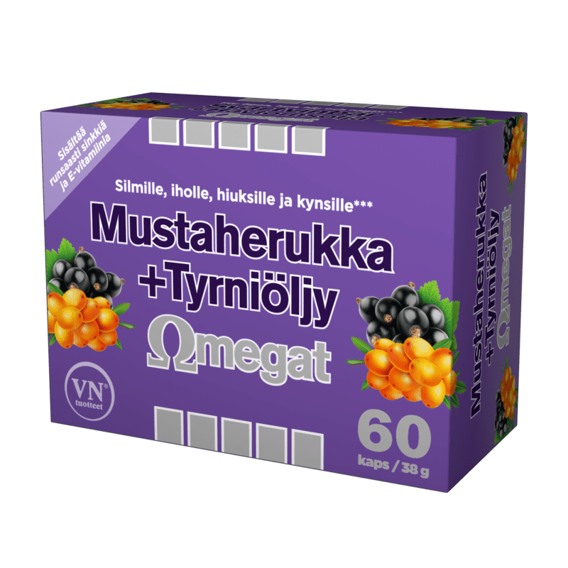Mustaherukka + Tyrniöljy Omegat 60kaps, Via Naturale