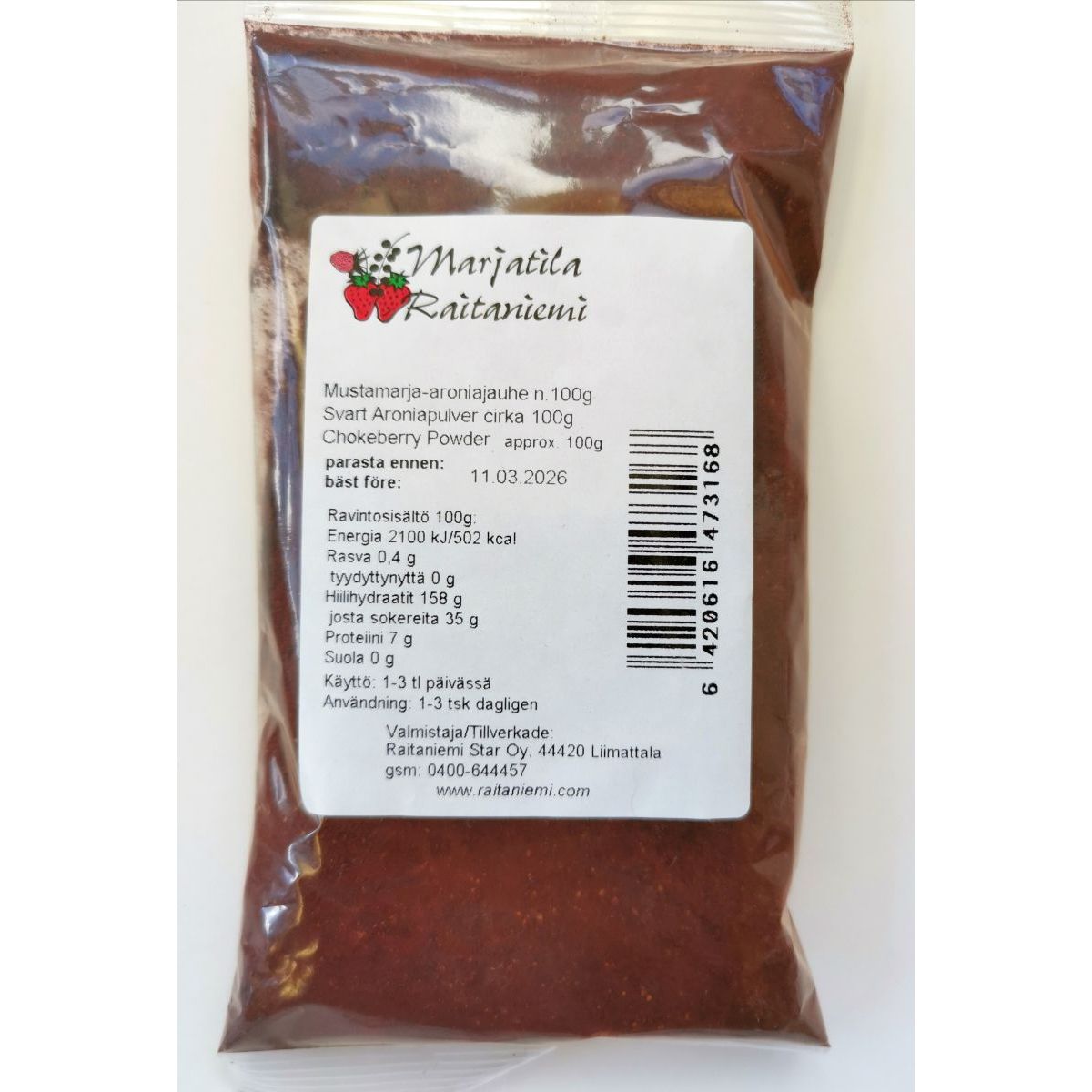 Mustamarja-Aronia jauhe 100g, Raitaniemi
