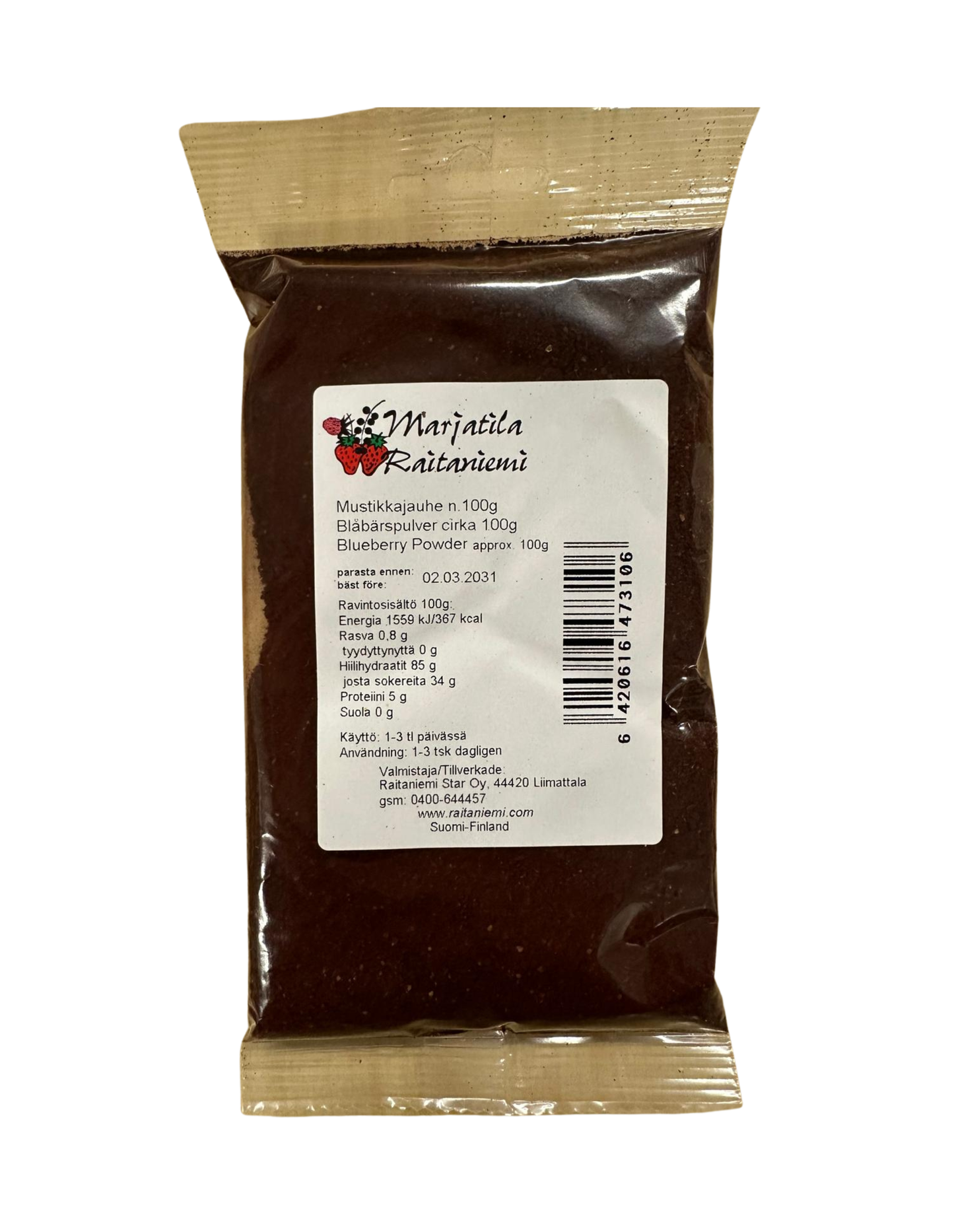 Mustikkajauhe 100g, Raitaniemi