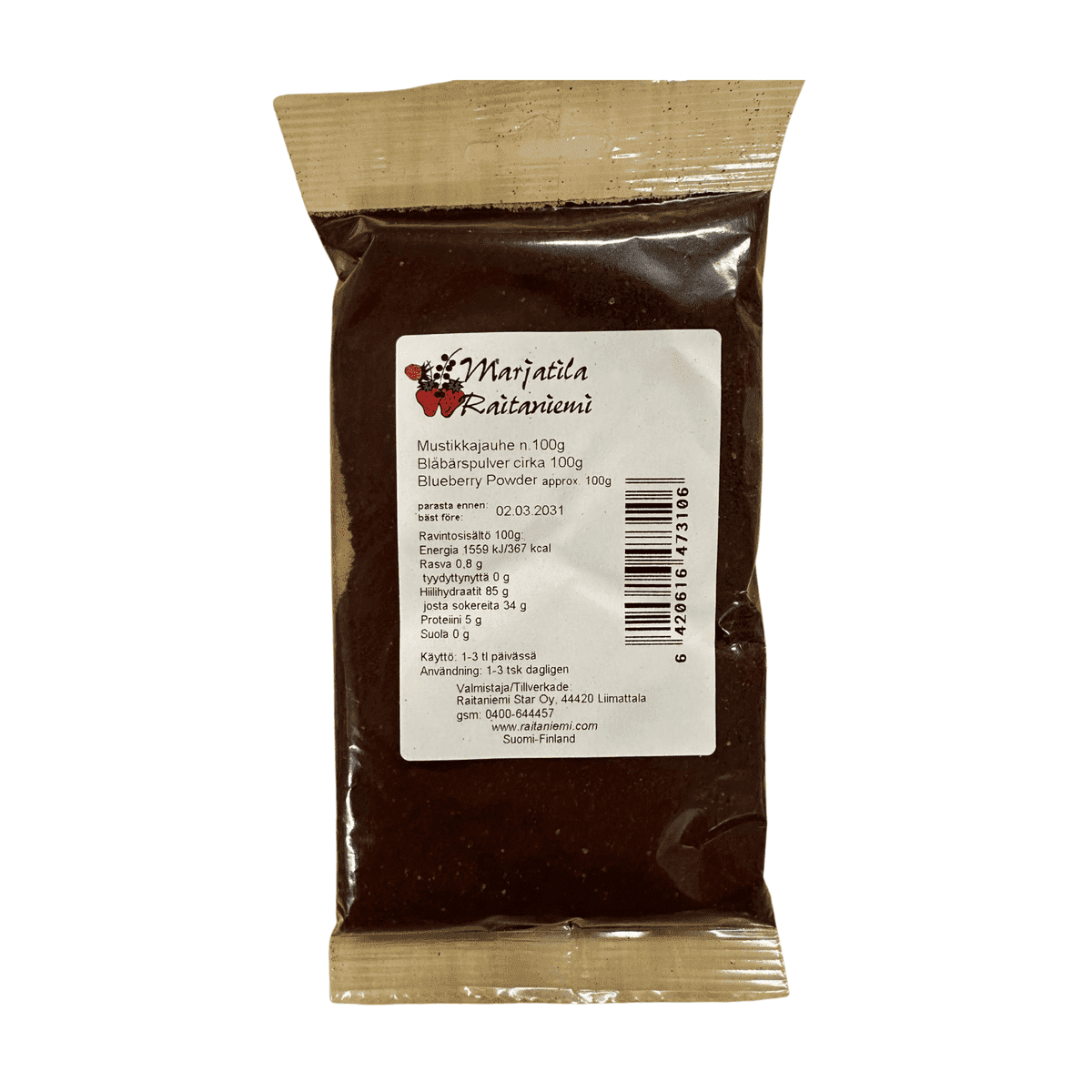 Mustikkajauhe 100g, Raitaniemi