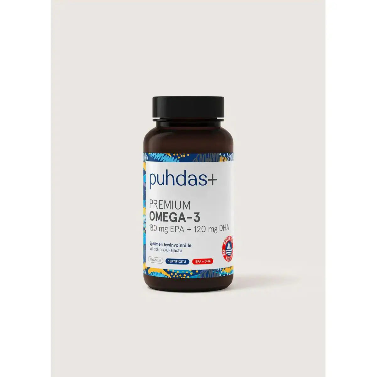 Premium Omega-3 180 mg EPA + 120 mg DHA 80 kaps, Puhdas+