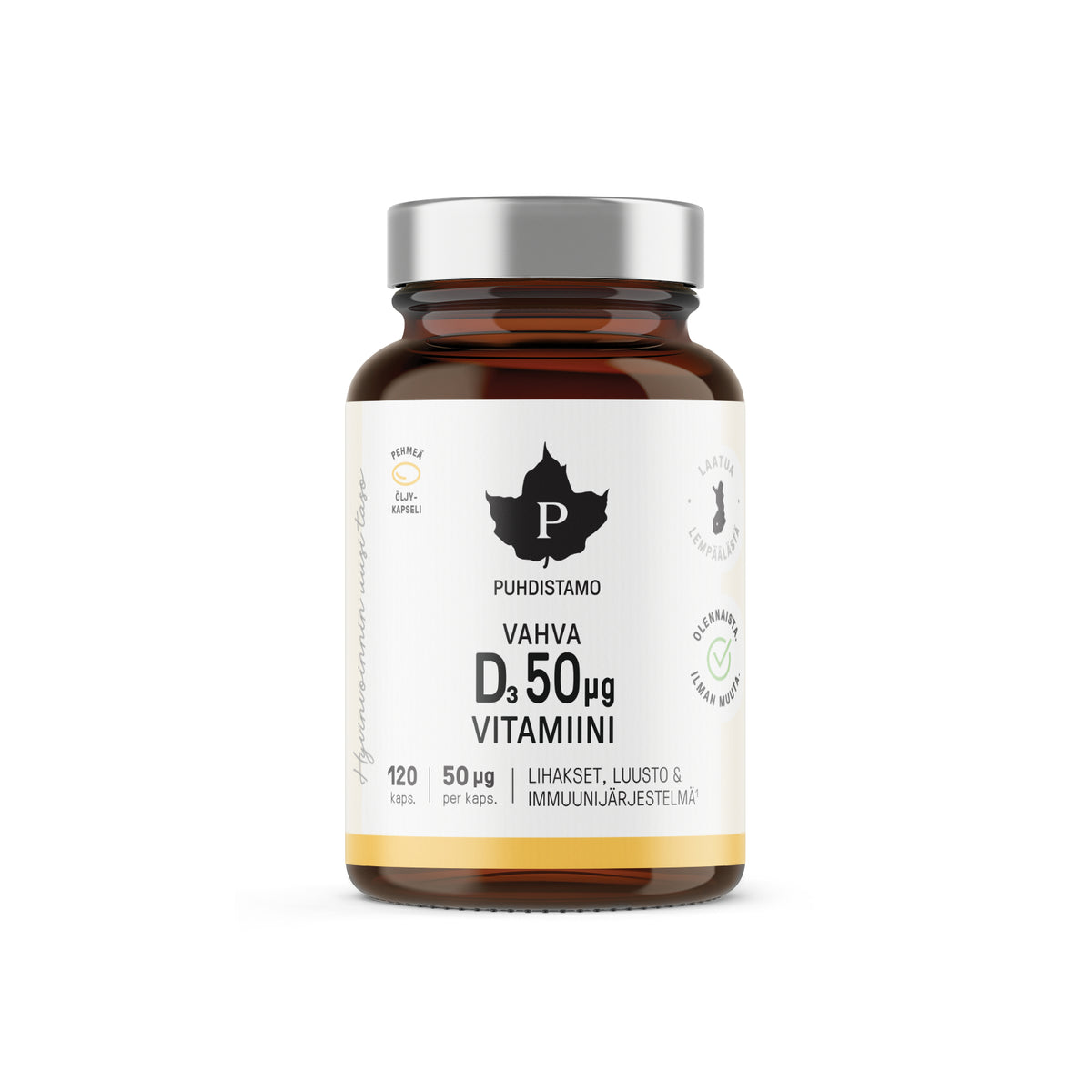 Vahva D-vitamiini 50µg D3 120 kaps, Puhdistamo