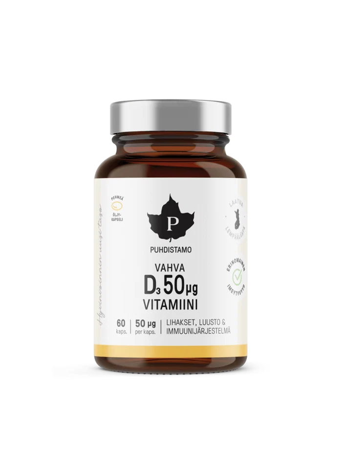 Vahva D-vitamiini 50 μg 60 kaps, Puhdistamo