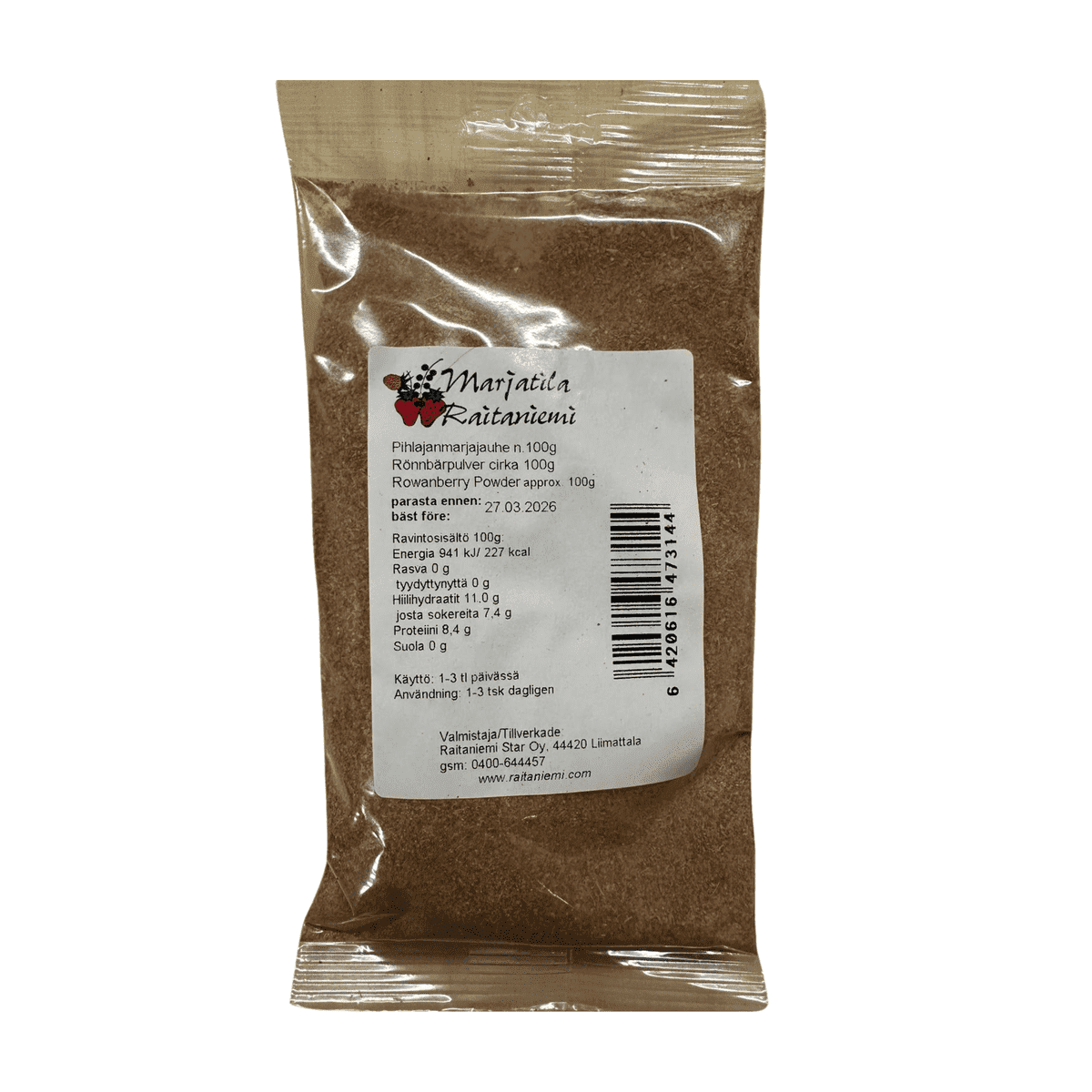Pihlajanmarjajauhe 100g, Raitaniemi