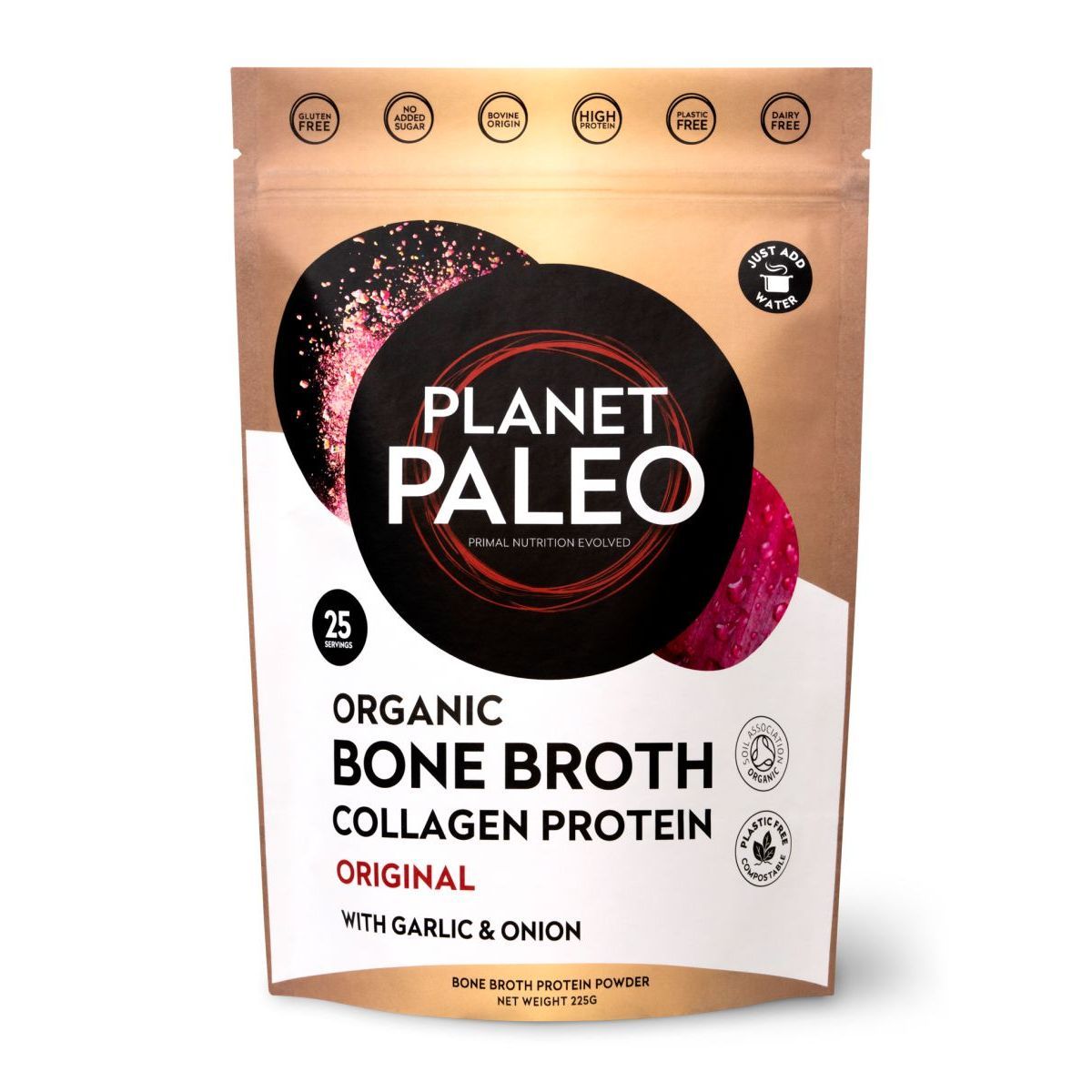 Luuliemijauhe Bone Broth luomu 225g, Planet Paleo