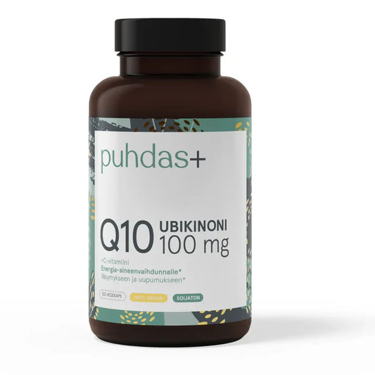 Ubikinoni Q10 100 mg + C-vitamiini VEGAN, Puhdas+