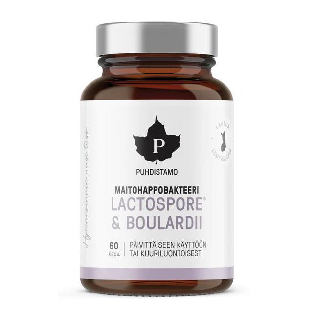 Maitohappobakteeri Lactospore + Boulardii 60 kaps, Puhdistamo