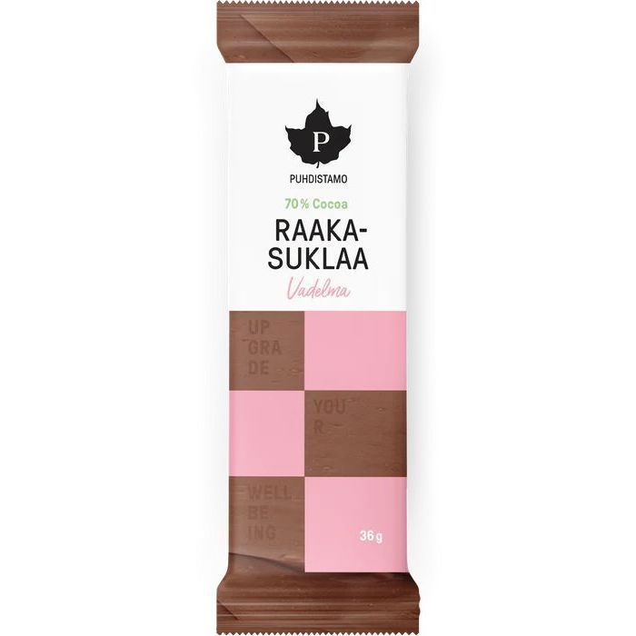 Raakasuklaa tumma Vadelma 36g, Puhdistamo