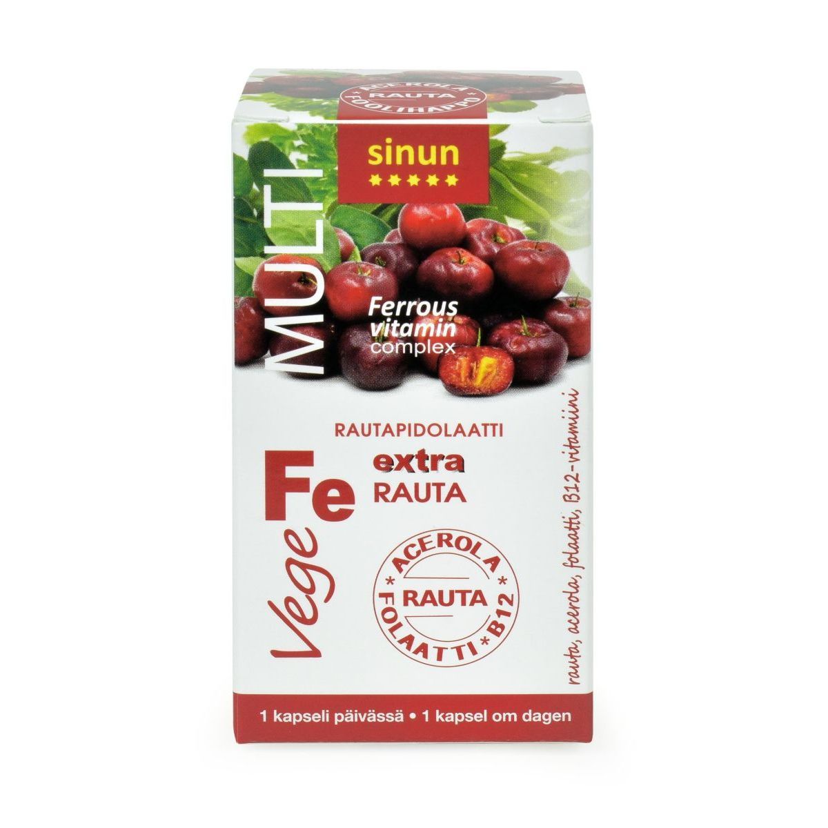 Vege Rauta L-Pidolaatti+Folaatti+C 60 kaps, Aboa Medica