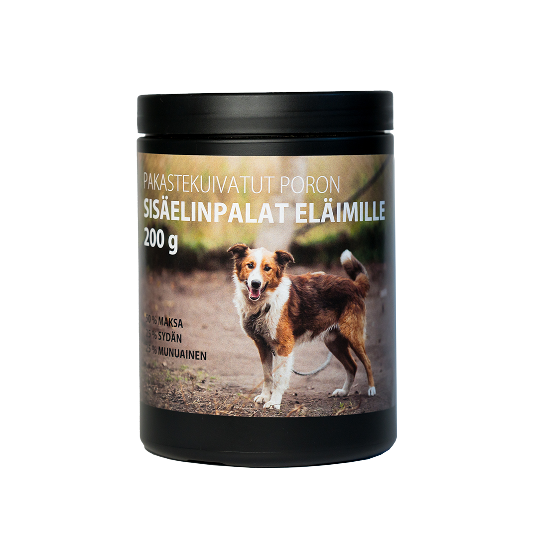 Pakastekuivatut poron sisäelinpalat eläimille 200 g, Biomed