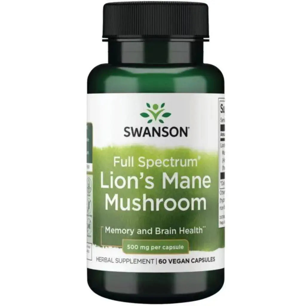 Full Spectrum Lion's Mane Mushroom 500 mg 60 kaps, Swanson